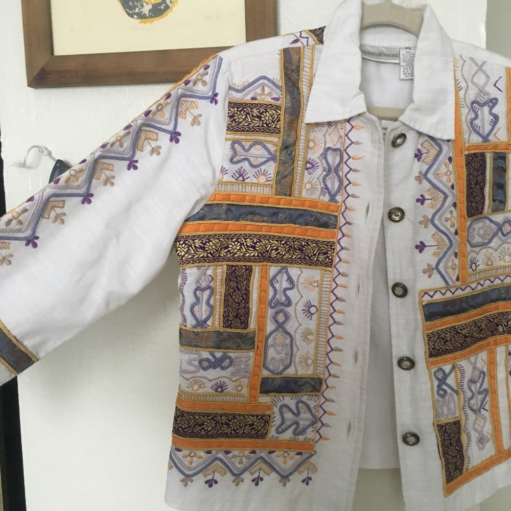 Vintage Embroidered Ribbon Patterned Jacket - Picture 3 of 8